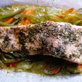 El cooksnap de josbor cuando hizo Salmón en Papillote al horno con Patatas y Verduras.