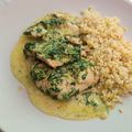 Mónika Gyurászné Cooksnap-ja, amikor elkészítette a(z) Spenótos, hagymás, tejszínes sült csirkemell csíkok receptet.