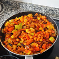 El cooksnap de Alba Recacha Blanco cuando hizo Wok vegano de garbanzos con berenjenas y calabacín.
