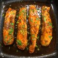 Cooksnap από dapeitou στη συνταγή Σολομός καραμελωμένος με μέλι, βαλσάμικο και σκόρδο στο τηγάνι