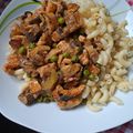 Aranyi Katalin Cooksnap-ja, amikor elkészítette a(z) Majdnem zöldborsós tokány, csak jobb (spenótos nokedlival) receptet.