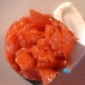 il Serena Delfi quando ha preparato Tartare di salmone con mango ed avocado, servito con maionese agli agrumi
