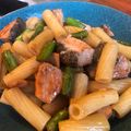 Koya Matsuno's cooksnap of when they made Salmon Asparagus pasta seasoned with butter/soy sauce combo.