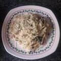 El cooksnap de Juan Felipe cuando hizo Spaguetti de espinaca y jamón.