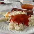 El cooksnap de lusalcidos cuando hizo Arroz a la cubana con salchichas.
