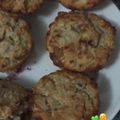 El cooksnap de Pamela Bascur cuando hizo Muffins plátano-arándanos con harina de coco y avena...ojo sin azúcar!.