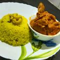 Dipa Bhattacharyya's cooksnap of when they made বাসন্তী পোলাও আর স্পাইসি চিকেন কষা (Basanti pulao with chicken kosha recipe in Bengali).