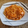 El cooksnap de Shaina83 cuando hizo Espaguetis con salsa de nata, gambas y tomate.