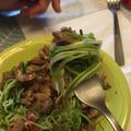 El cooksnap de ana_mica cuando hizo Spaguettis de calabacín con champiñones, bacon y gambas.