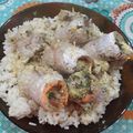El cooksnap de Mariana cuando hizo Arrollados de Merluza a la salsa de mostaza, con arroz blanco.