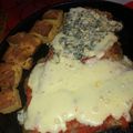 El cooksnap de graciela_gauna.🌹 cuando hizo Matambre a la pizza con queso cremoso y roquefort!!!con guarnición.
