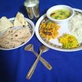 Yamuna H Javani's cooksnap of when they made Sukhi Moong dal and kadhi (Gujarati).