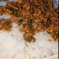 Adefarati Adekunle's cooksnap of when they made White rice with spinach and egg sauce.