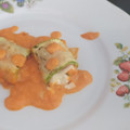 El cooksnap de Marilo P cuando hizo Rollito de calabacín relleno en salsa de pimientos del piquillo.