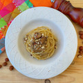 il Elodia quando ha preparato Spaghetto quadrato con crunch di funghi e nocciole in crema di pecorino abruzzese