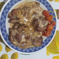 El cooksnap de Victor Albors cuando hizo Chuletas en salsa de nata y cherrys con patatas queseras.