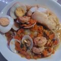 El cooksnap de Casandra Nogales Bascón cuando hizo Ramen de langostinos almejas y bacalao.