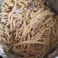 El cooksnap de Julián cuando hizo Espagueti carbonara.