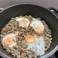 El cooksnap de Joel Valverde Tudela cuando hizo Habitas baby con jamón y su huevo.