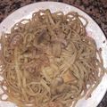El cooksnap de Maria del Carmen cuando hizo Macarrones con paté y champiñones.