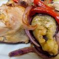 El cooksnap de Sandra Acuña cuando hizo Pollo al horno con berenjenas morrón y cebolla muy sabroso!.