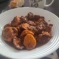 El cooksnap de Almudena Collado cuando hizo Ternera estofada al vino tinto con patatas y surtido de setas.