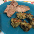 El cooksnap de Anita cuando hizo Alcachofas confitadas con ajos.