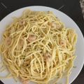 El cooksnap de Julián cuando hizo Espaguetis con Langostinos.