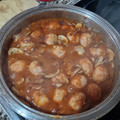 El cooksnap de Diego Mariscal Louvier cuando hizo Albóndigas de pavo y pollo con salsa de champiñones y vino blanc.
