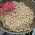 El cooksnap de Laura Parado cuando hizo Carbonara con queso crema.