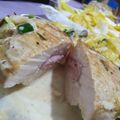 El cooksnap de Cande López cuando hizo Pechuga rellena de Queso y Jamón.