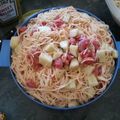 cateye's cooksnap of when they made Angel Hair Pasta with Garlic,Olive oil, Cherry Tomatos, Peppers and Onions.