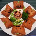Kristina K's cooksnap of when they made Jack-o'-Lantern Inari Sushi For Halloween Character Bentos.