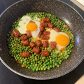 El cooksnap de Eduardo Agudo Alba cuando hizo Guisantes, chistorra y huevo.