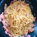 รูป Cooksnap ของ Kannika Somphong เมื่อเขาทำ สปาเกตตี้ คาโบนาร่าคาเมซานชีสเบค่อนกร๊อบกรอบ