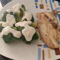 El cooksnap de Enrique Miguel Carnicero cuando hizo Dorada y brócoli con salsa de yogur. Airfryer y microondas.