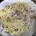 El cooksnap de Carrie cuando hizo Salsa carbonara sin lactosa.