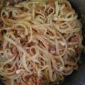El cooksnap de Jonas Cobos cuando hizo Spaghetti con atún, tomate y huevo.