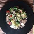 El cooksnap de Raquelilla cuando hizo Calabacín con champiñones salteados.
