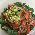 El cooksnap de Laura Ligero Baldomero cuando hizo Ensalada de espinacas con tomate, langostinos y aguacate.