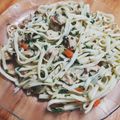 El cooksnap de Victoria Rocha cuando hizo Fideos con espinaca y pollo.