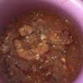 El cooksnap de Bibi García cuando hizo Camarones Saganaki.