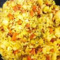 El cooksnap de Isabel G cuando hizo Coliflor: cous cous falso con manzana y zanahorias, base de pizza & tortitas con queso fresco.