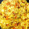 El cooksnap de Isabel G cuando hizo Coliflor: cous cous falso con manzana y zanahorias, base de pizza & tortitas con queso fresco.