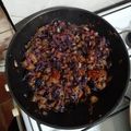 El cooksnap de Catalina Borrini cuando hizo Revuelto de berenjenas Repollo Colorado y varias verduras.