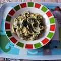 El cooksnap de Antonella Araneda cuando hizo Pasta con espinacas y champiñones a la crema.