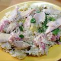 Cooksnap από Takis Tsirtsonis στη συνταγή Πέστροφα καπνιστή με ρύζι, πορτοκάλι, λάιμ, κουκουνάρι, σταφίδα, δυόσμο, πράσο στο τηγάνι