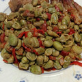 El cooksnap de Albert cuando hizo Habitas baby con piquillos y jamón .
