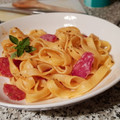 El cooksnap de Montse Casellas - Trasteamos en mi Cocina? cuando hizo Espaguetis con fuet.