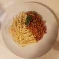 El cooksnap de Irene cuando hizo Espaguetis a la boloñesa.